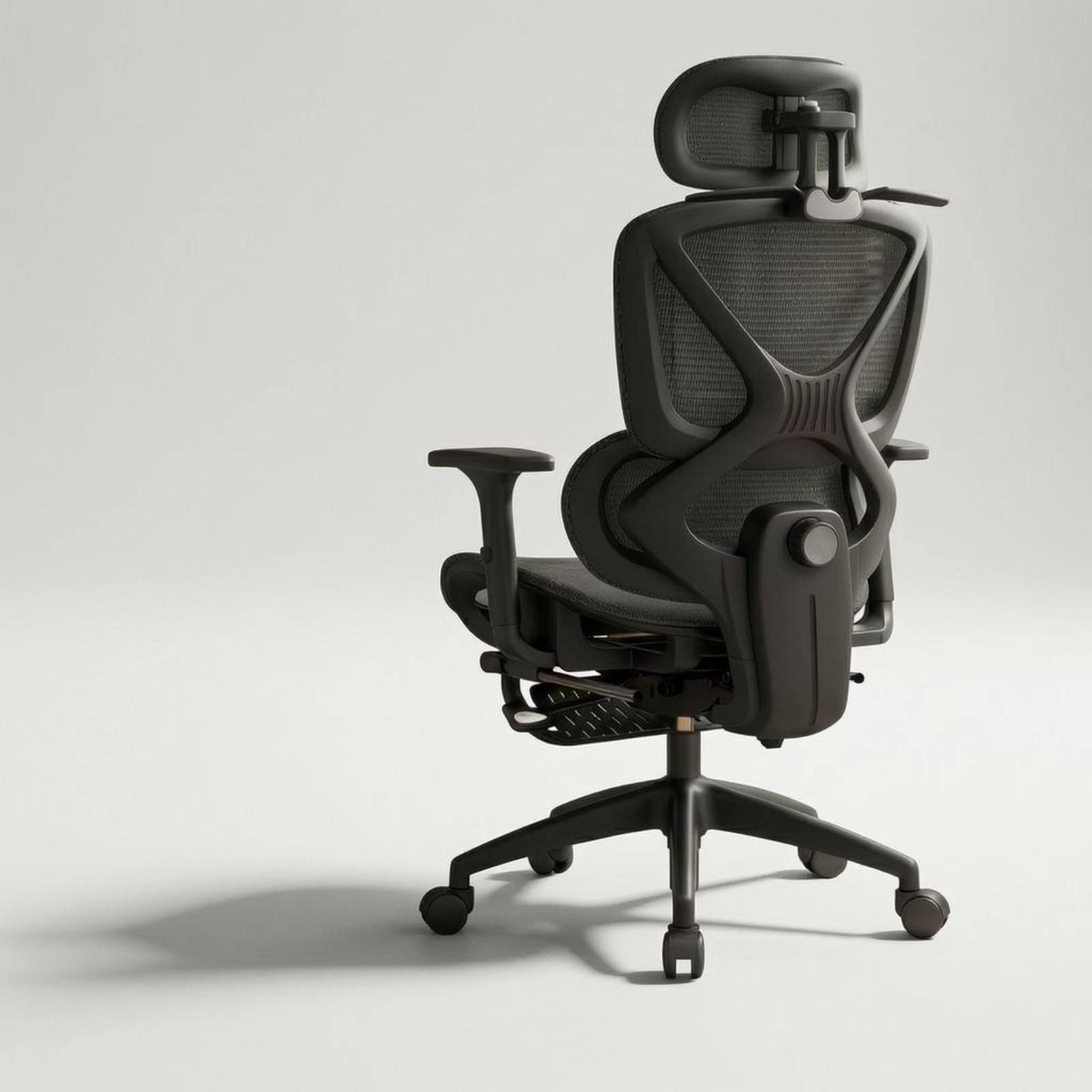 Office Furniture - 通気性のあるメッシュパッド入りアームレスト、調節可能なヘッドレスト、ランバーサポート付きハイバックスイベルチェア、モダンなワークステーションに最適