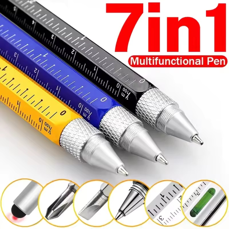 Writing Tools - 7 in 1 多機能ペン タッチスクリーンスタイラス容量性ペン ドライバー付き