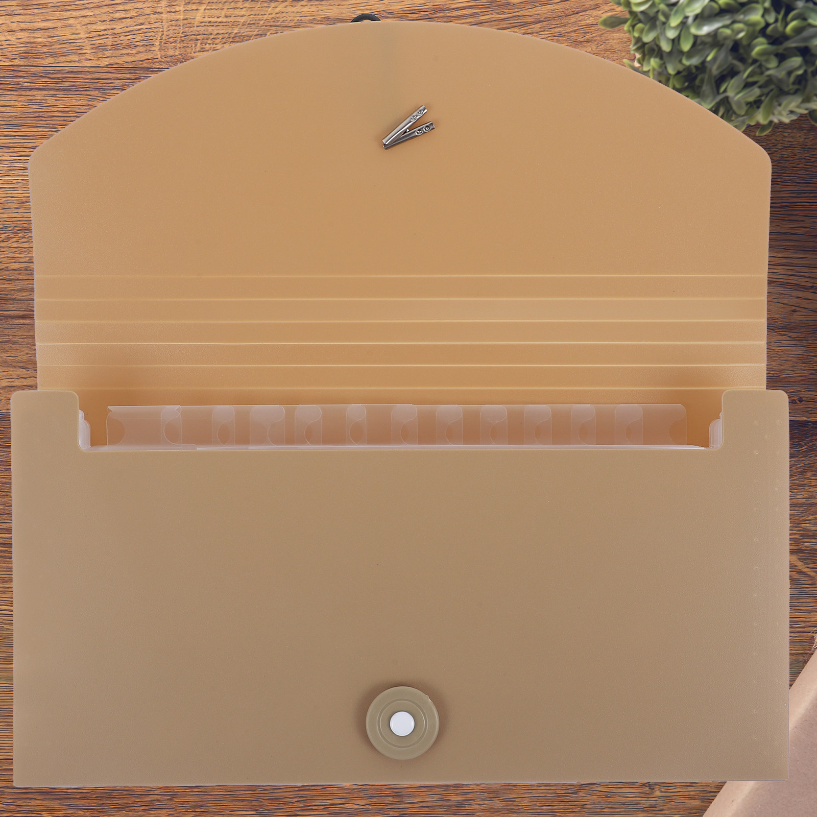 Expandable Accordion File Folder 13 Pockets - 13ポケット拡張式ファイルフォルダー、持ち運び可能な伸縮バンド付きアコーディオン式整理ファイル、防水PP素材、カーキ色