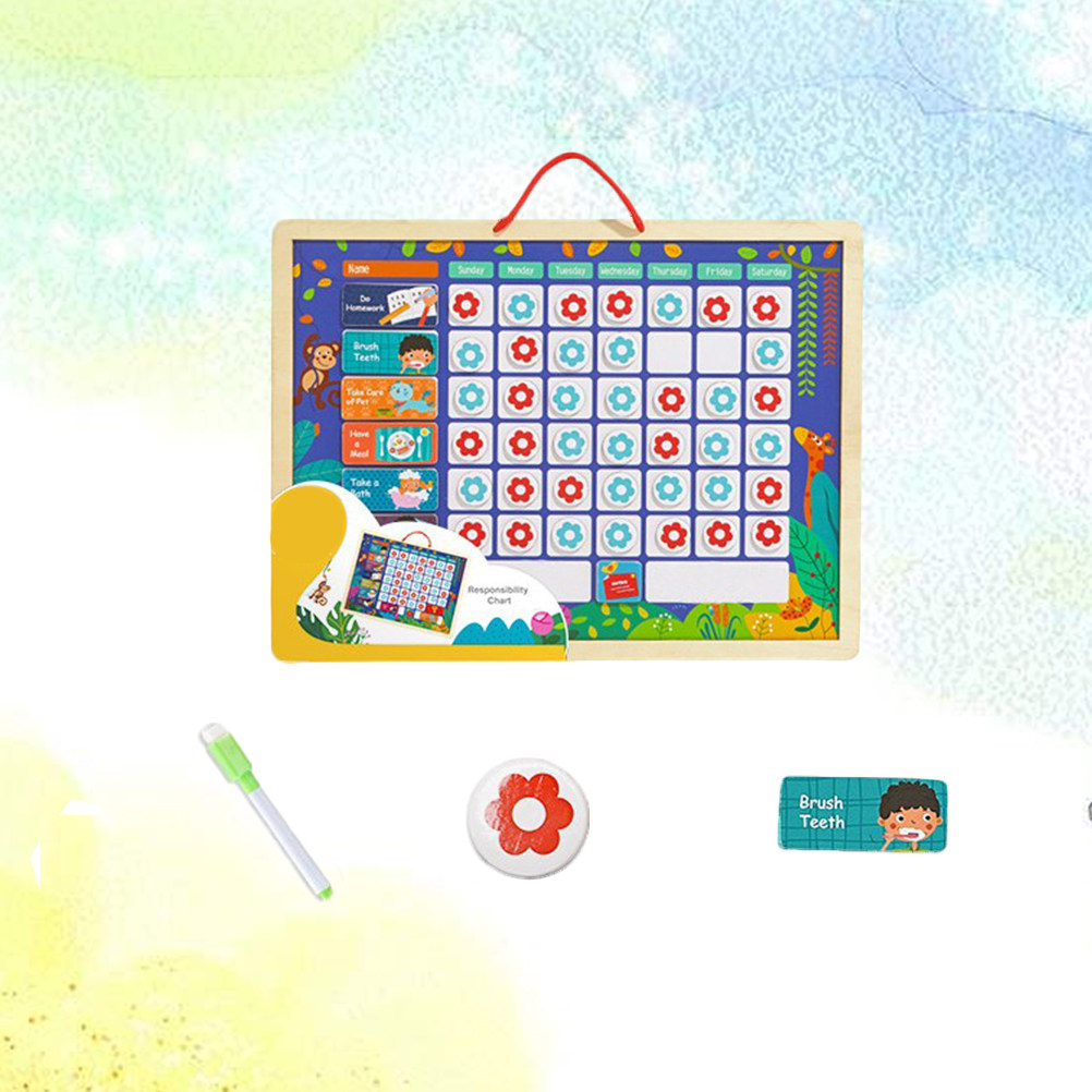 子供向けの磁石式責任表。木製の行動記録ボードで、幼児向けの教 - Kids Magnetic Reward Chart Board のレビューと価格