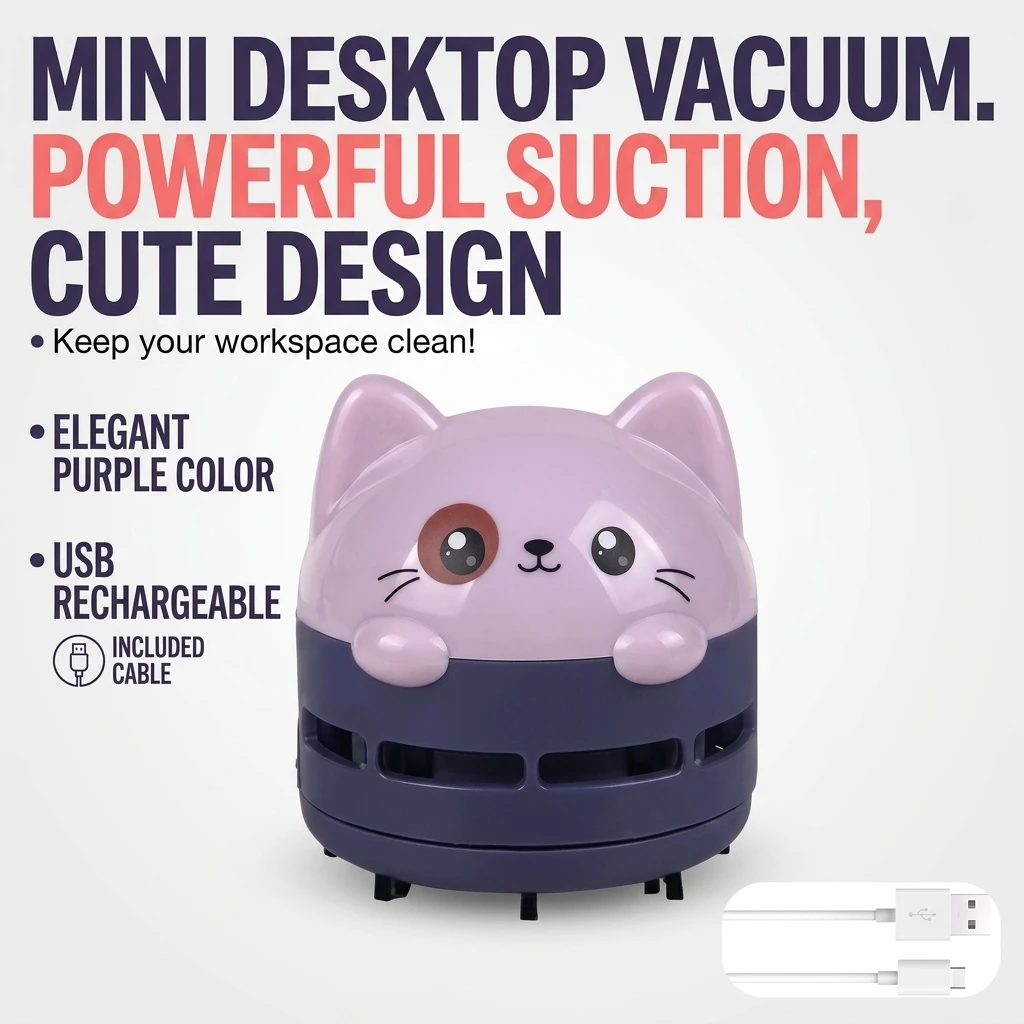 デスクトップ掃除機 ミニコードレス USB充電式 かわいい漫 - Mini Desktop Vacuum Cleaner For Eraser Dust のレビューと価格