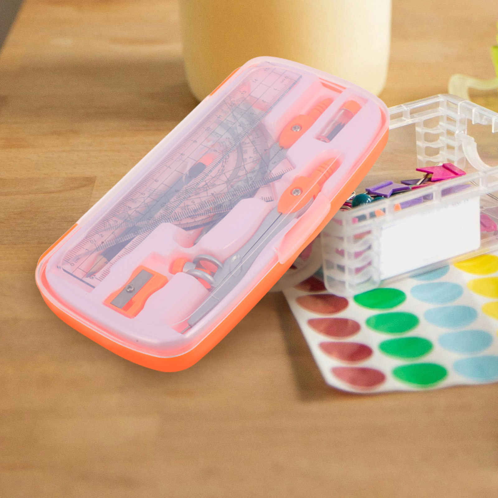 1セットのプラスチック製合金製コンパス、分度器、定規セット。 - Math Geometry Set With Compass のレビューと価格