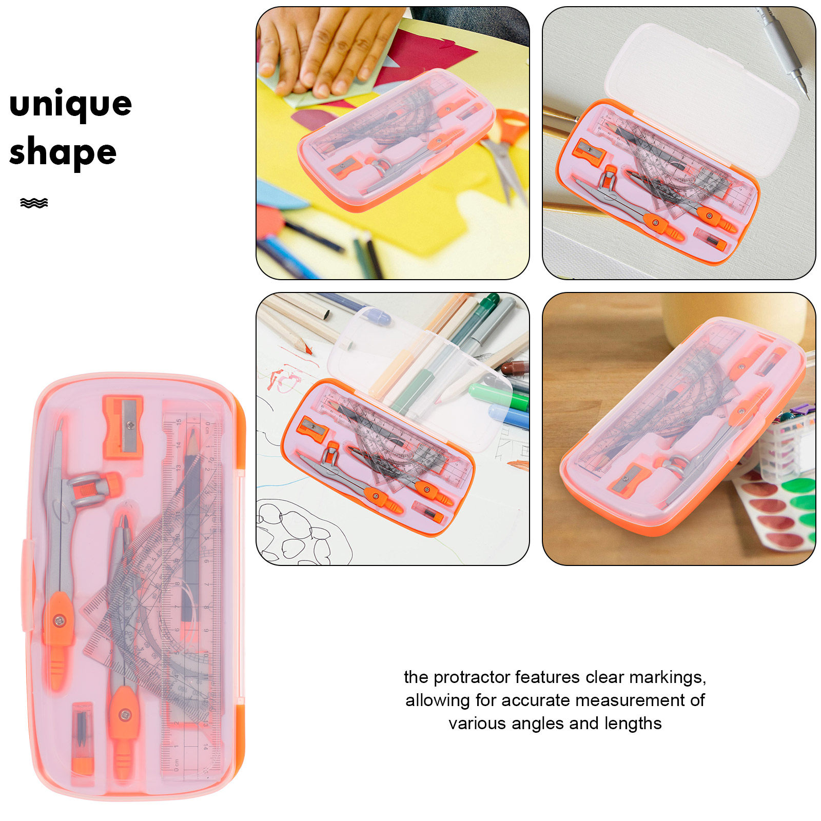 1セットのプラスチック製合金製コンパス、分度器、定規セット。 - Math Geometry Set With Compass のレビューと価格